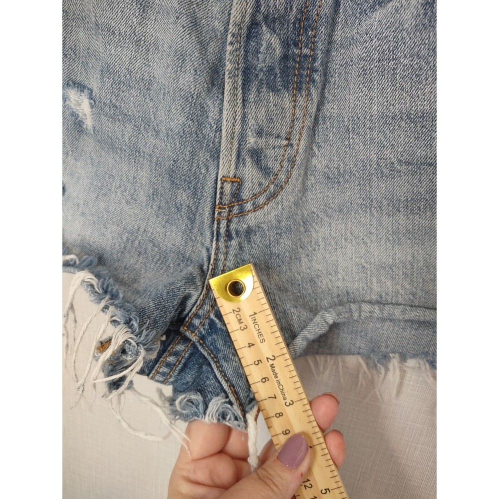 Levis Shorts Premium Denim 28 Blue Jean Cutoffs  Fray High Rise - Picture 6 of 9